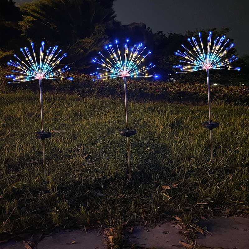 120 LED's Solar Lampe Outdoor Gartenleuchte Feuerwerk Rasen Beleuchtung Laterne Wasserfest (IP65) - Bunt