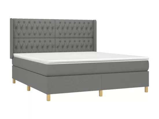 Sommier tapissier et matelas et LED Gris foncé 180x200 cm Tissu