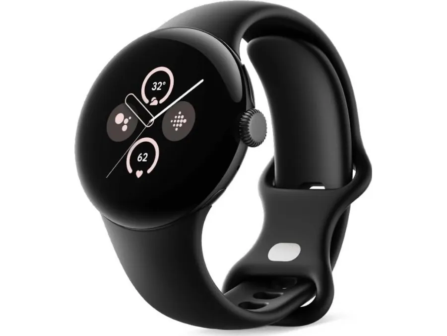 Google Pixel Watch 2 - Matsort aluminium - smart ur med aktivt bånd - fluoroelastomer - obsidian - båndstørrelse: S/L - 32 GB - Bluetooth, Wi-Fi, NFC, LTE - 4G - 31 g