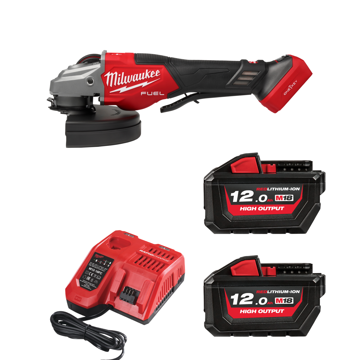 Milwaukee M18 ONEFLAG230XPDB-122C 18V Li-ion accu Haakse slijper set (2x 12.0Ah accu) in koffer - 230mm
