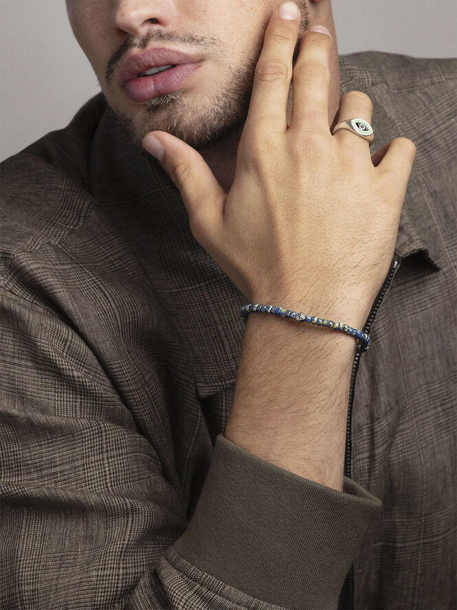 Nialaya Wristband with Blue Lapis Japanese Miyuki Beads Blue