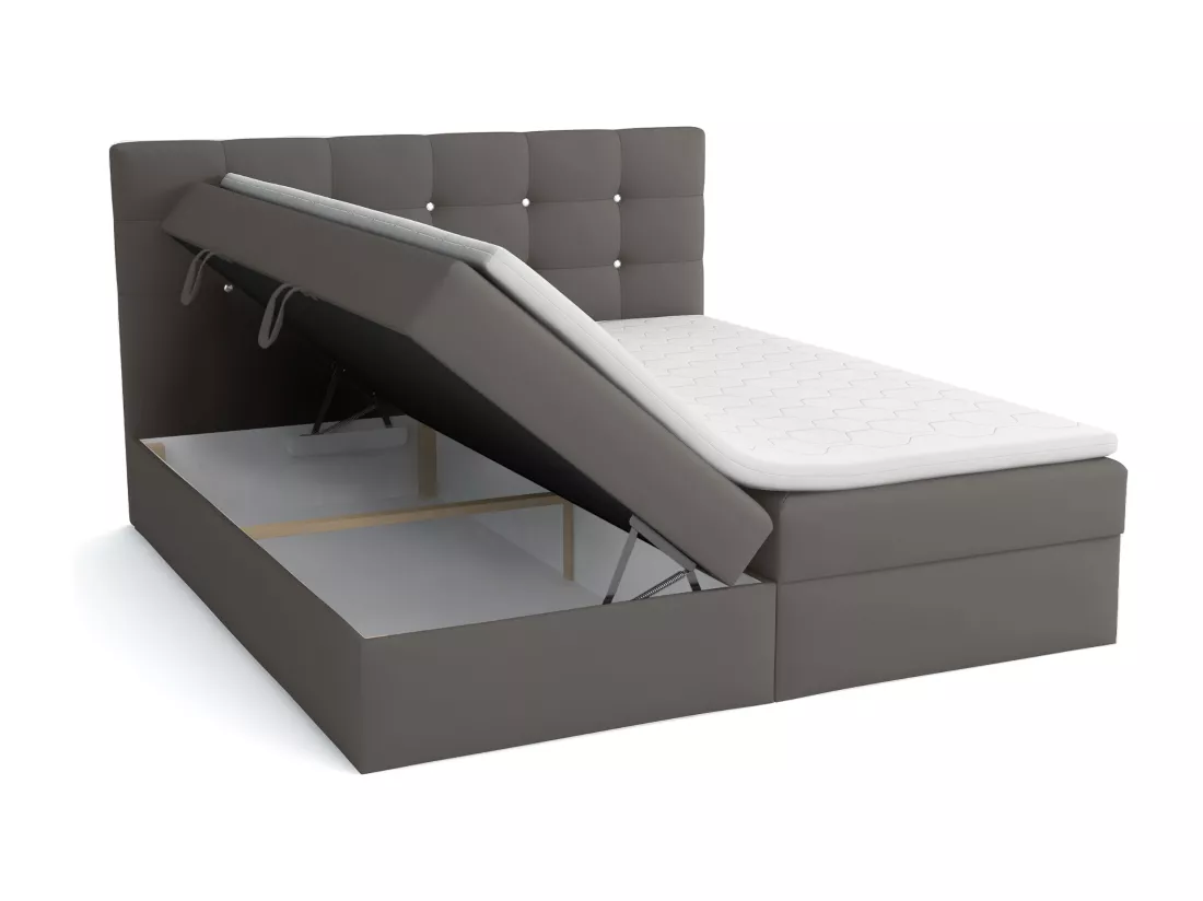 LIT BOXSPRING avec surmatelas Elegante 140x200 cm, gris