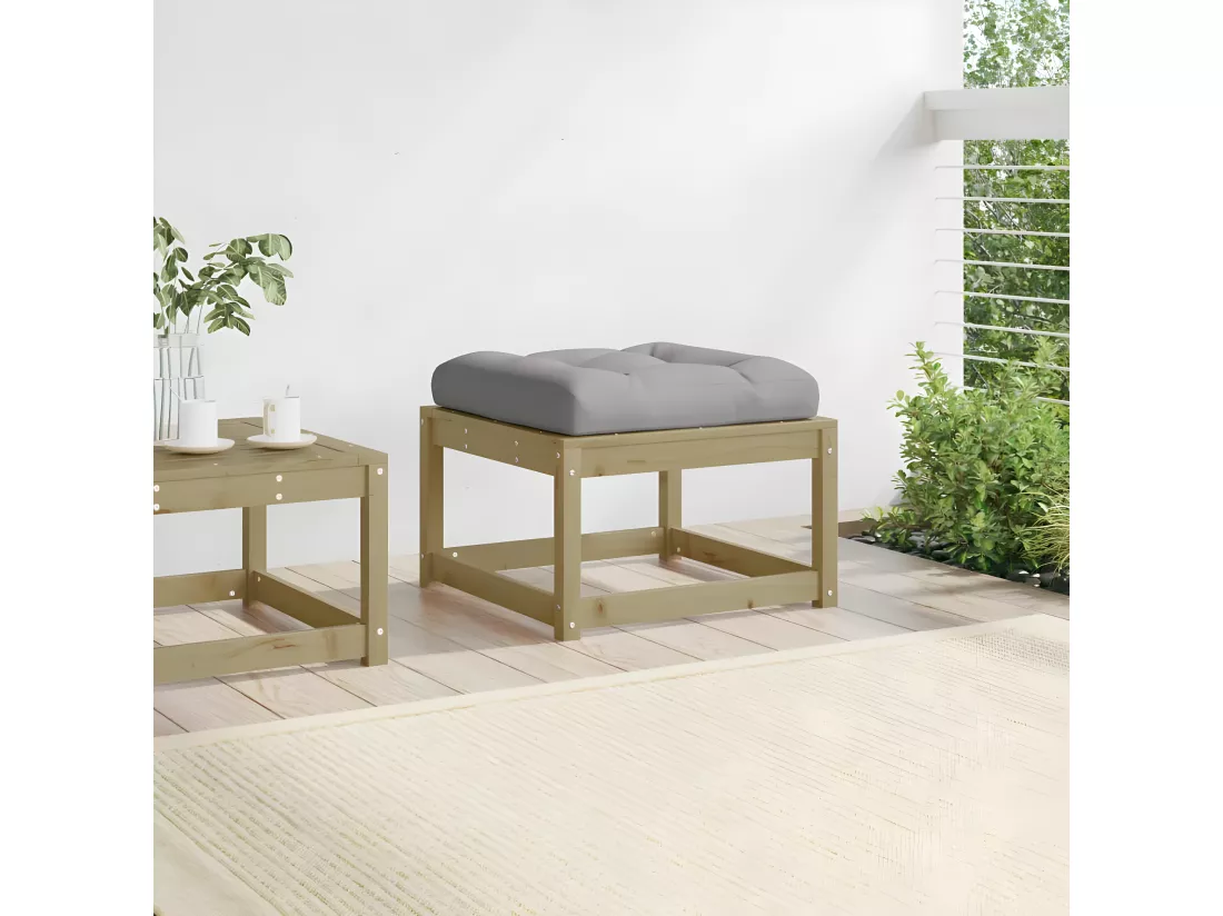 Repose-pied de jardin avec coussins bois de pin imprégné