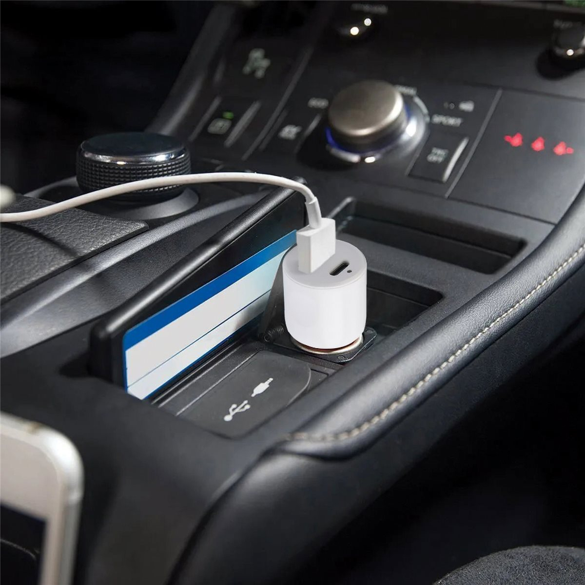 (20W) USB C / USB A Auto KFZ Ladegerät Car Charger Schnellladegerät für Zigarettenanzünder PD QC 3.0 (SKCHCA0120WPDCN) - Weiss