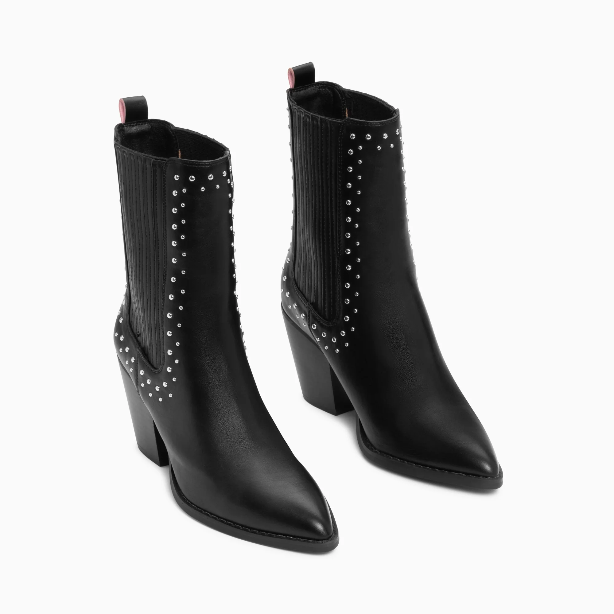 Bottines-Bottines santiags Rivoli montantes noires à clous