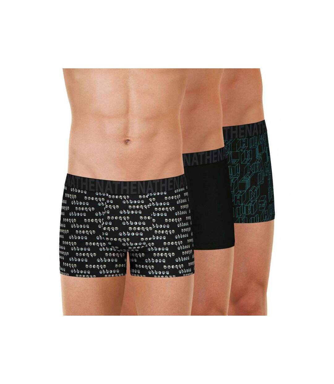 ATHENA Lot de 3 Boxers Homme Coton EASY FUN Logo Noir Lettres
