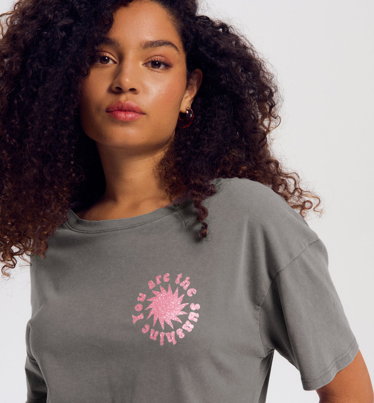 T-shirt à message Femme - Imprimé gris