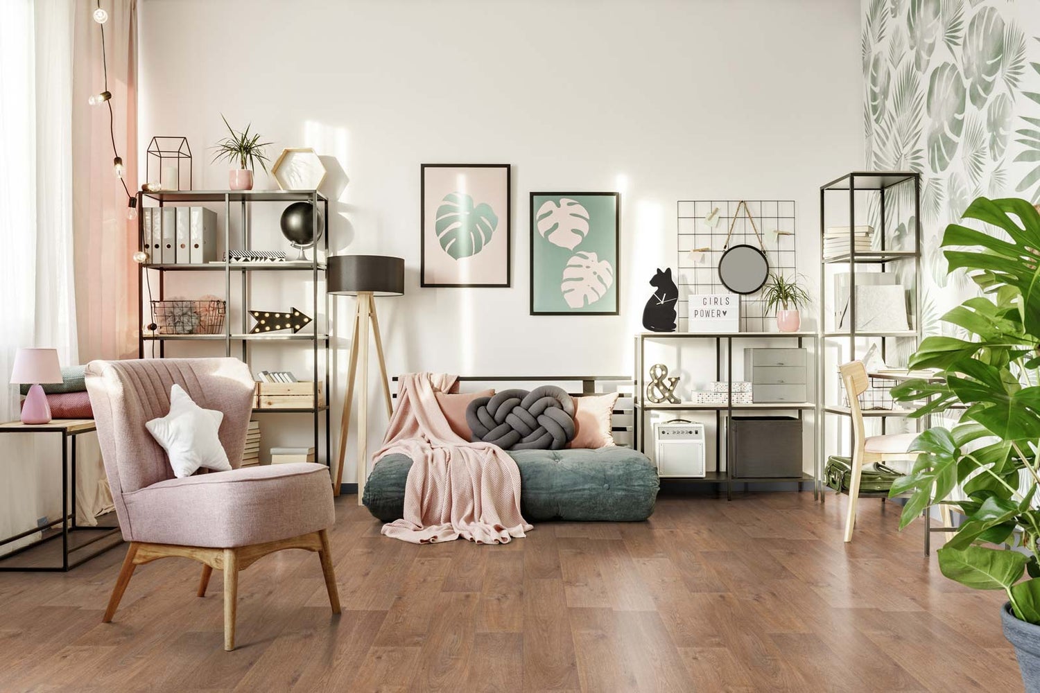 PVC-vloer, per meter verkocht, houtlook eiken vinylvloer met vliesrug, 200 cm breed (per meter verkocht)