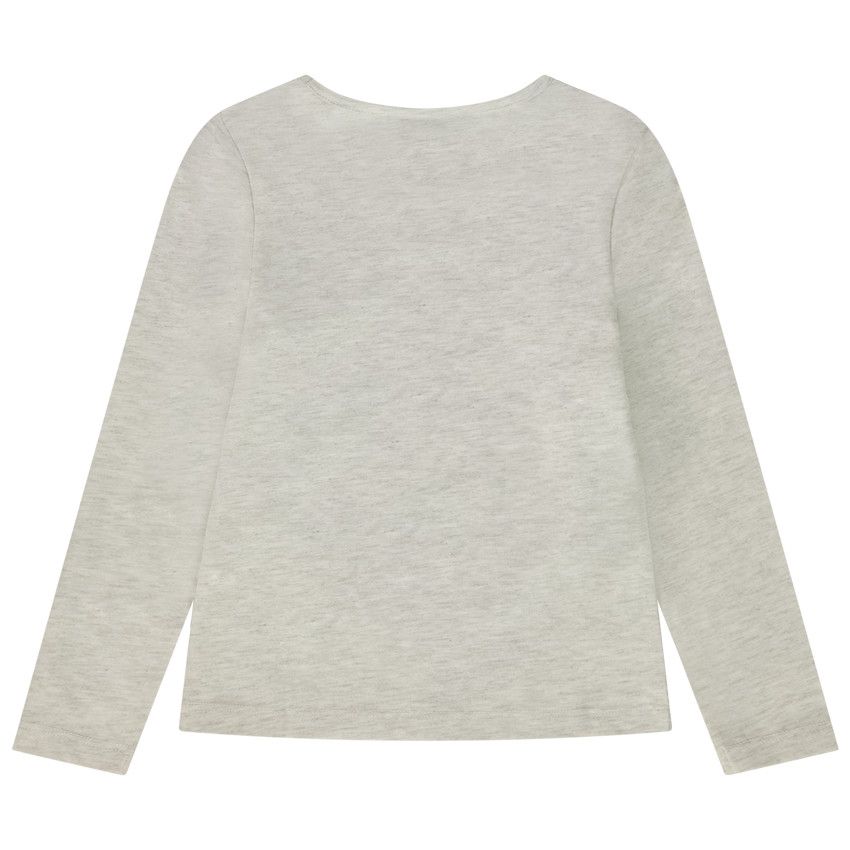 T-shirt manches longues print fantaisie et glitter pour fille - Gris clair