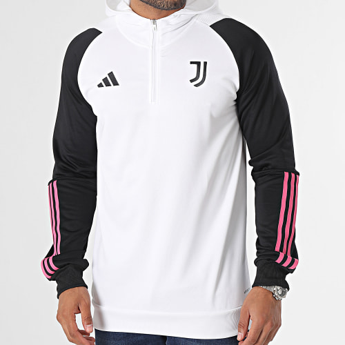 Sweat Capuche A Bandes Juventus HZ5019 Blanc Noir