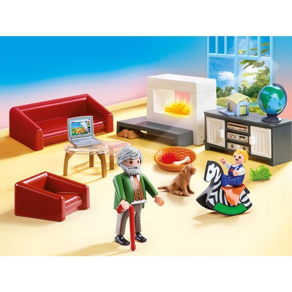 Salon avec cheminée Playmobil Dollhouse 70207