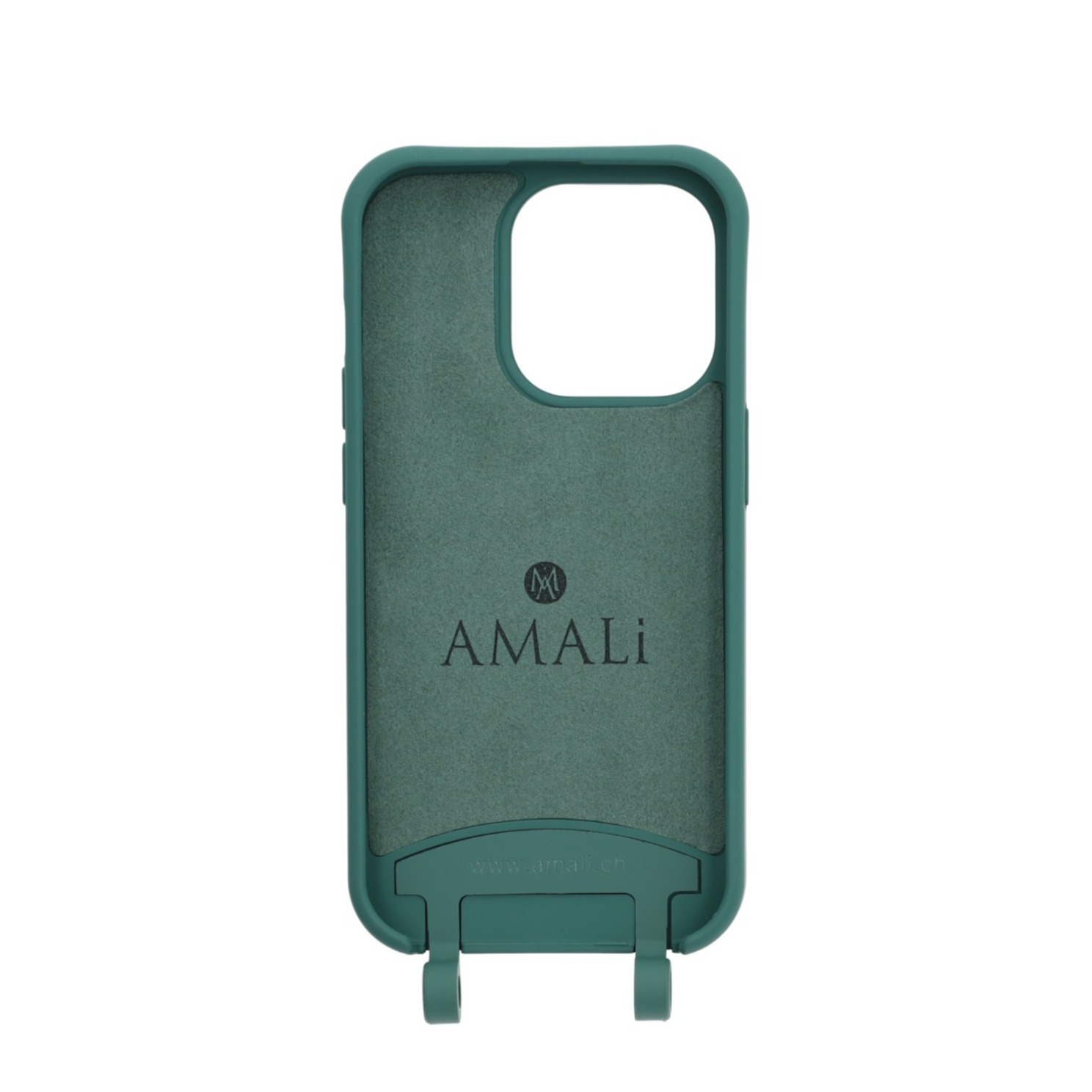 iPhone 16 Pro Handy Hülle Elegantes Case mit abnehmbarem Necklace Adapter - Darkgreen / Silver