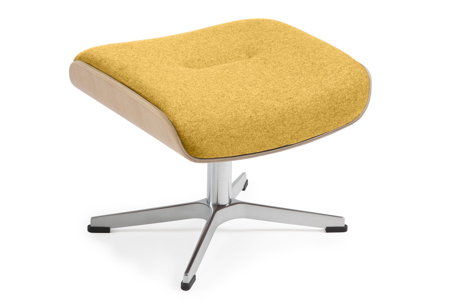 Air krakk høy I tekstil Sheford 1383-17 Mustard, høy standard svingfot alu. Skrog i ubehandlet eik