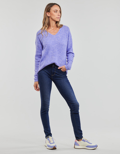 Vero Moda - VMCREWLEFILE LS V-NECK BLOUSE NOOS - Bleu