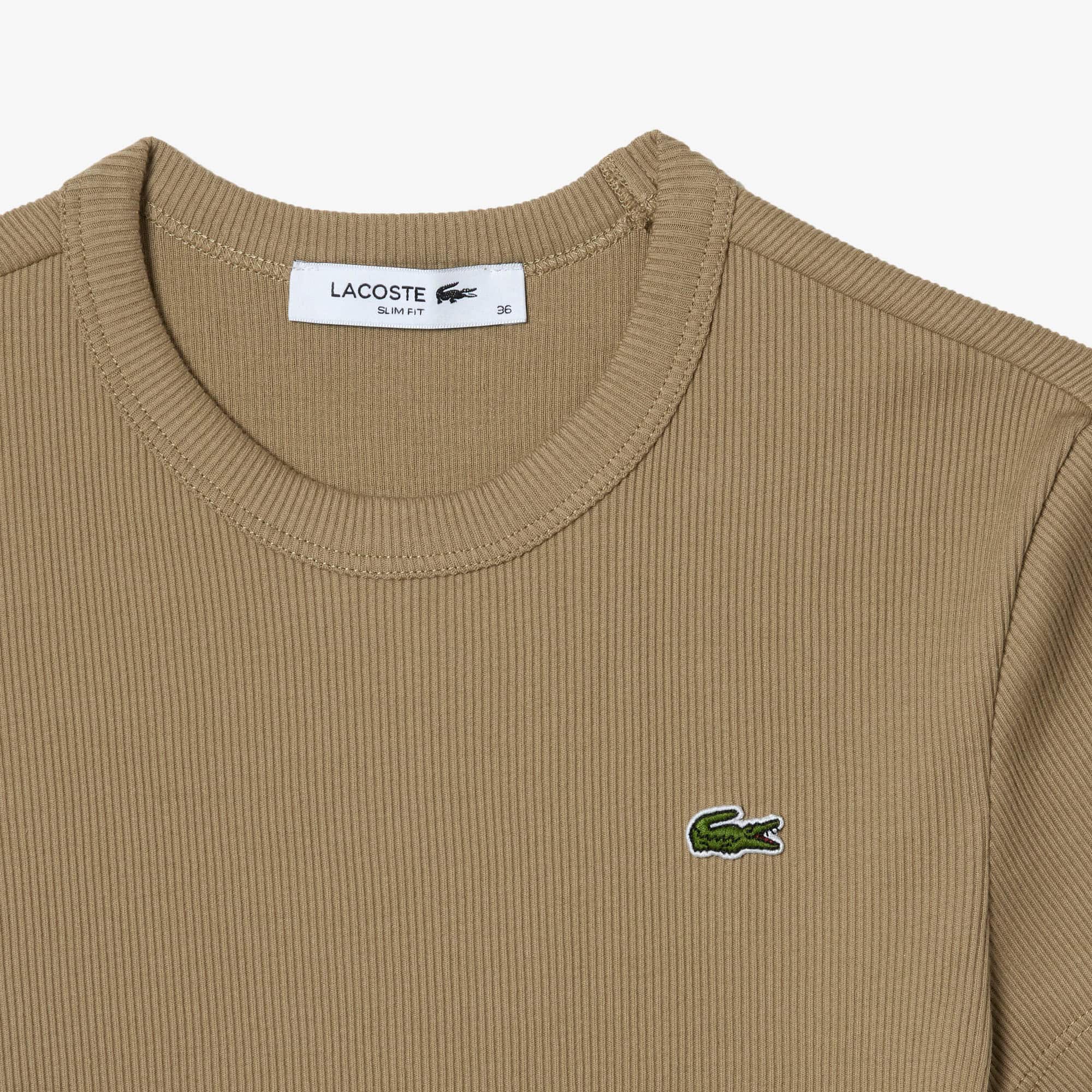T-shirt femme Lacoste slim fit en coton biologique T-Shirts - Beige - Lacoste - Femme