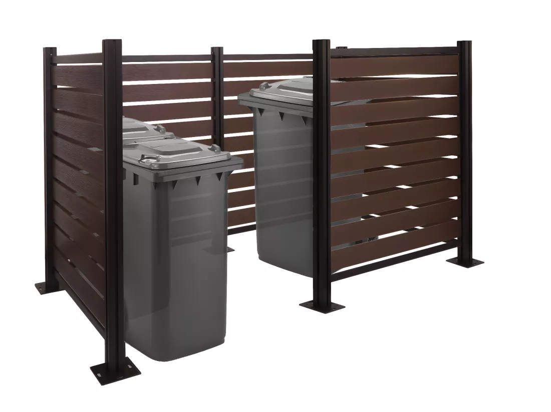 Clôture pour poubelles en aluminium MCW-K57, marron