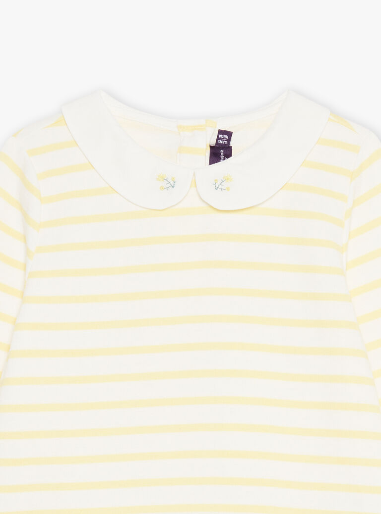 T-shirt à rayures jaune et blanc