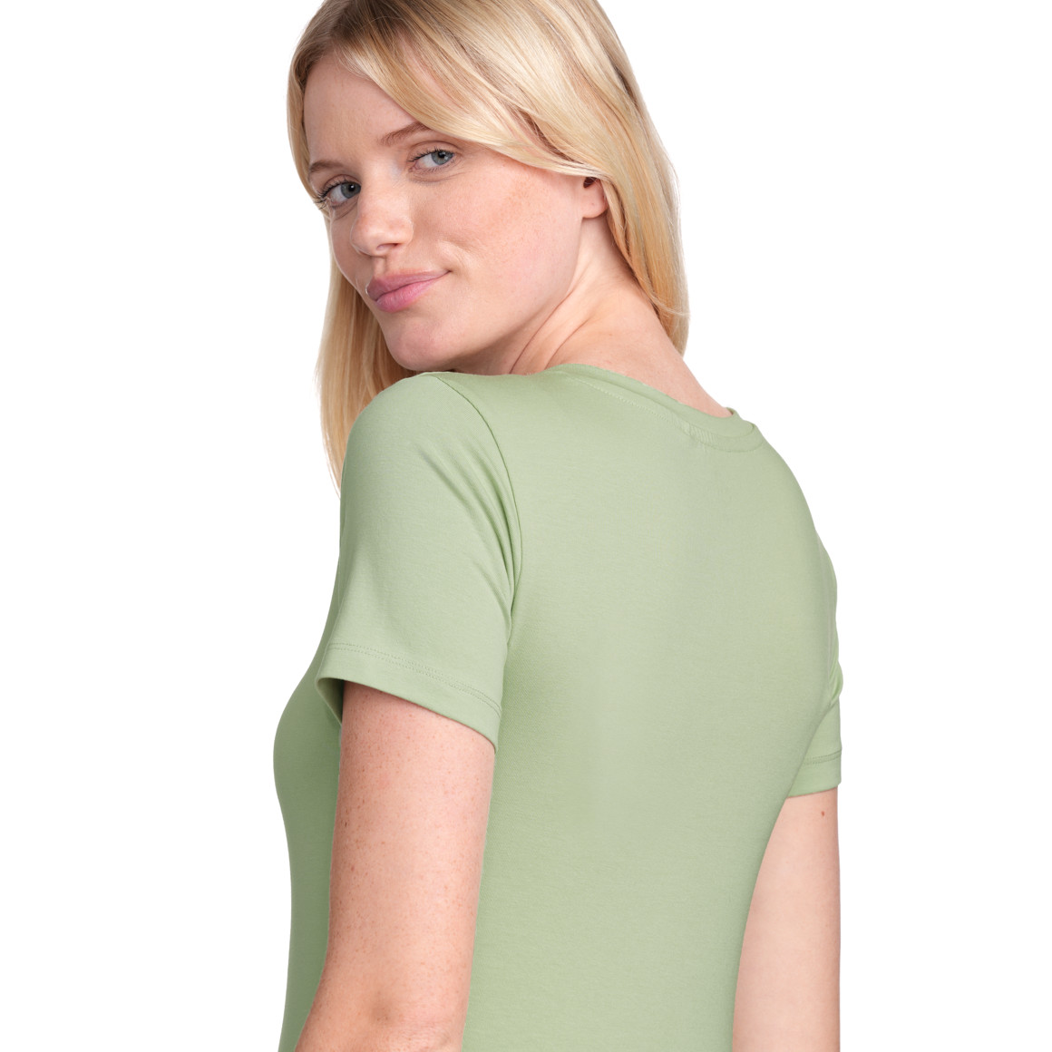 Gina Benotti Damen T-Shirt im Basic-Look hellgrün
