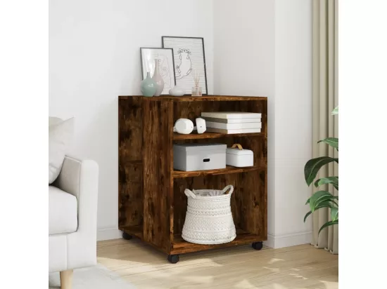 Table d'appoint avec roues chêne fumé bois d'ingénierie