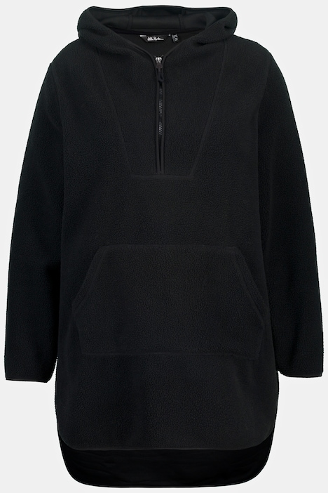 Long-Teddy-Fleecepullover, Kapuze, Zipper, Langarm