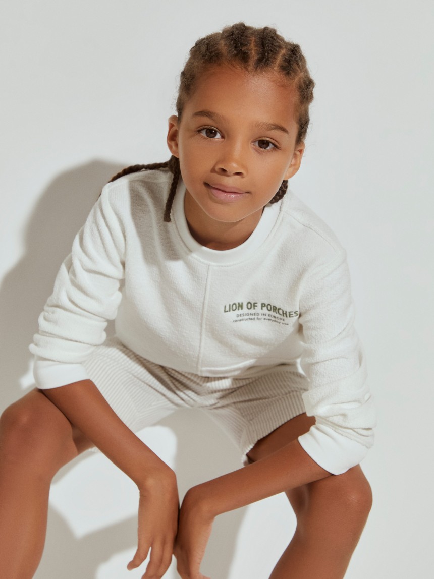 Calções de riscas em popelina