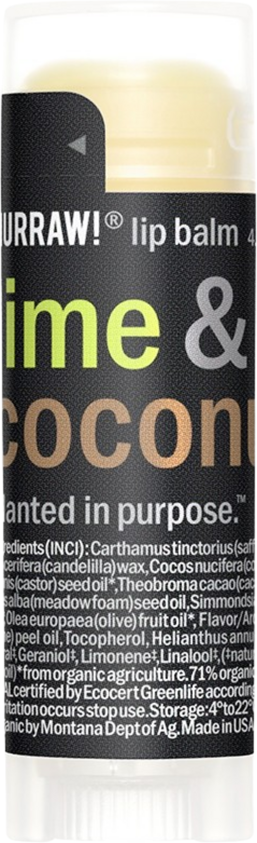 HURRAW!  Lippenpflegestift Lime & Coconut, 4,80 g
