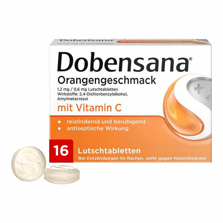Dobensana Orangengeschmack 1,2 mg / 0,6 mg Lutschtabletten, 16 St