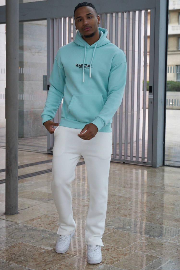 Sweat à capuche turquoise 