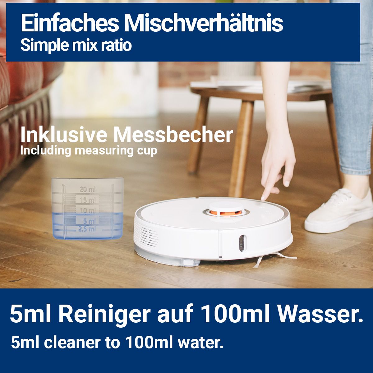 BMUT Wischroboter Reinigungsmittel Konzentrat mit Frische-Duft & Dosierbecher