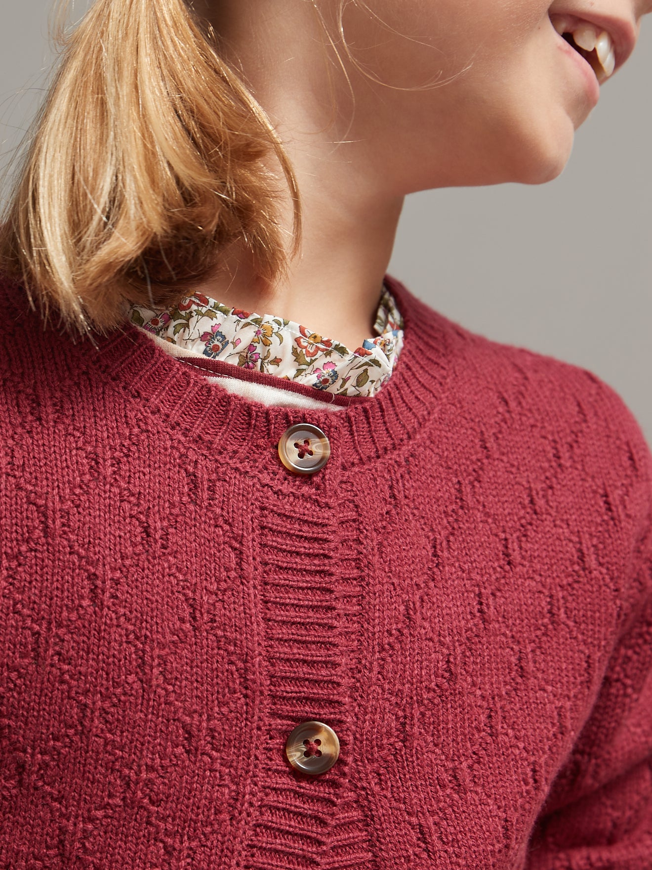 Cardigan losanges Fille en laine