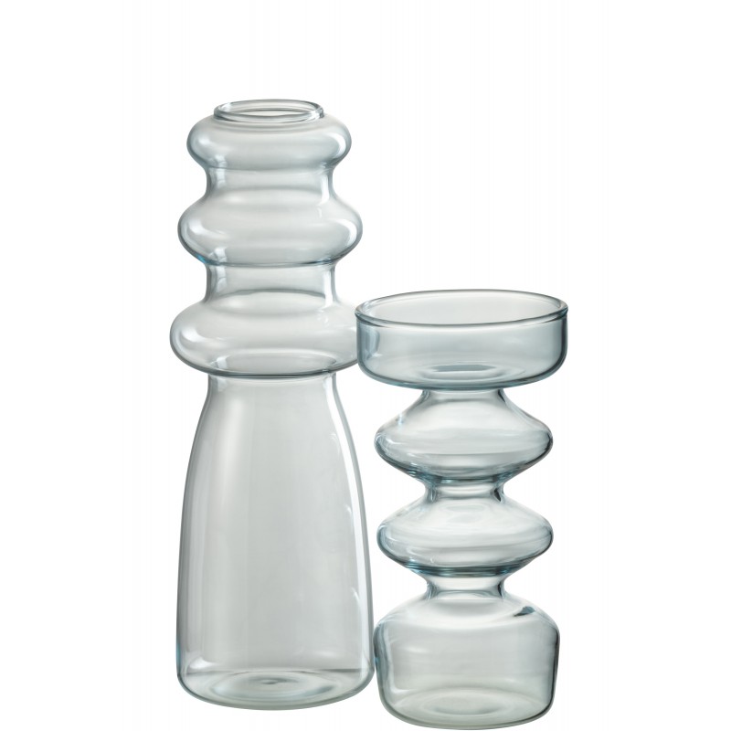 Vase en verre bleu 7x7x21 cm