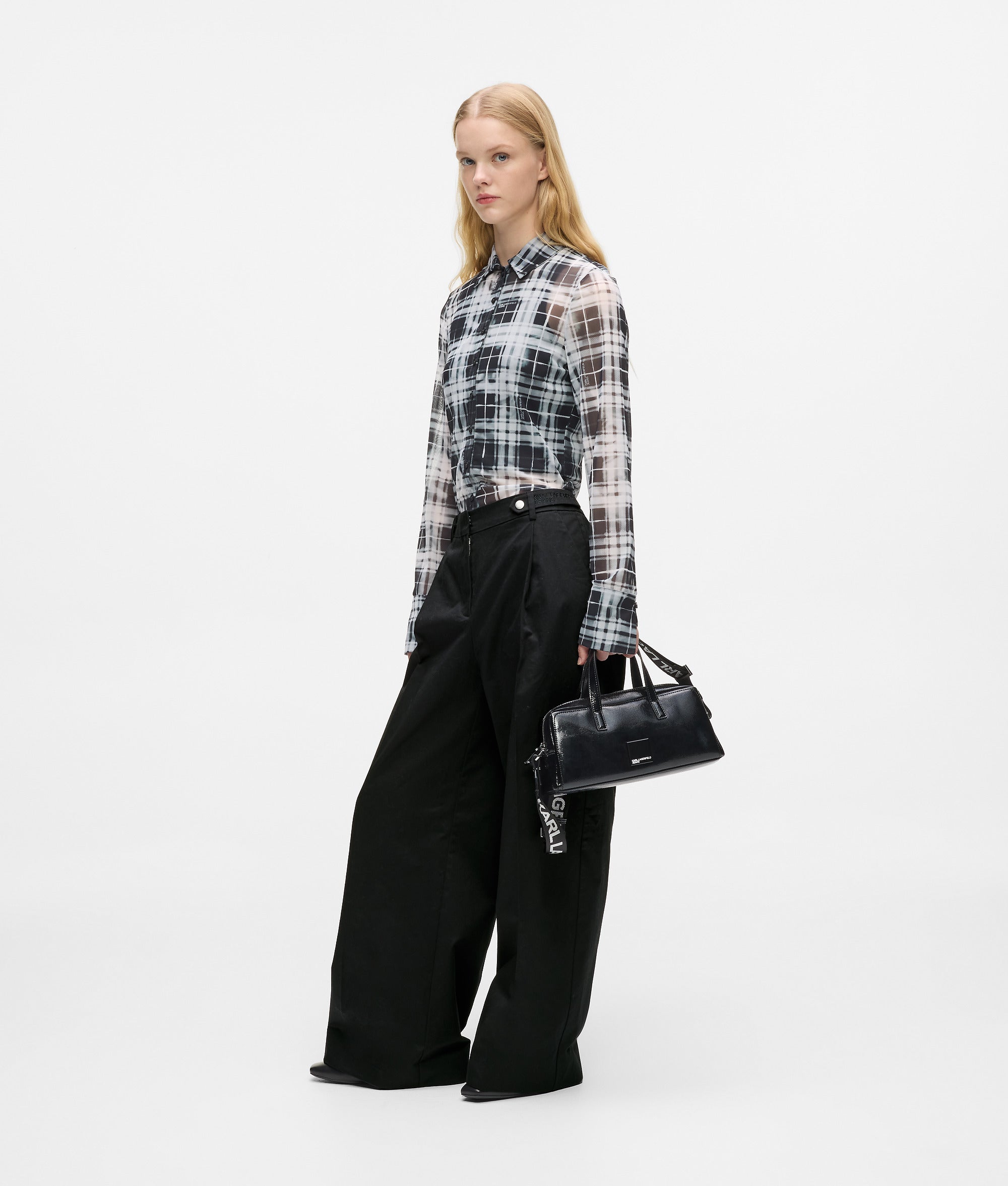 Getailleerde broek met wijde pijpen
