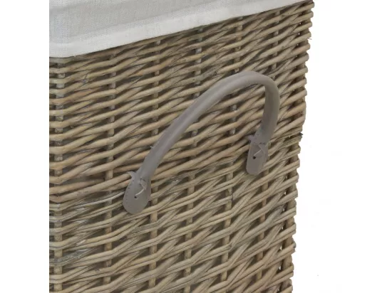 Panier à linge + 4 corbeilles en osier gris (Lot de 5)