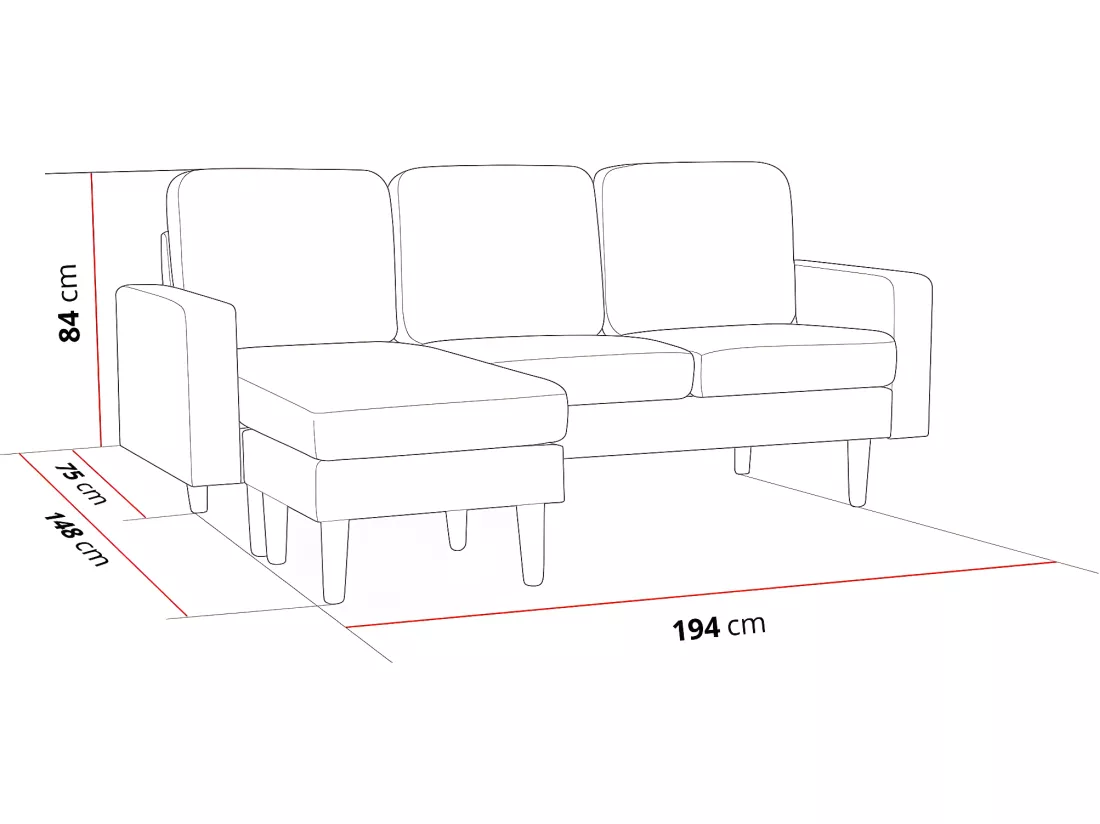 Canapé d'angle réversible en tissu 