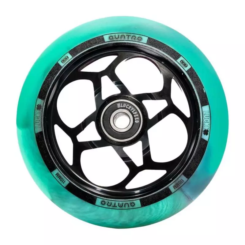 Roue trottinette LUCKY Quatro Noir/Bleu-vert 110mm