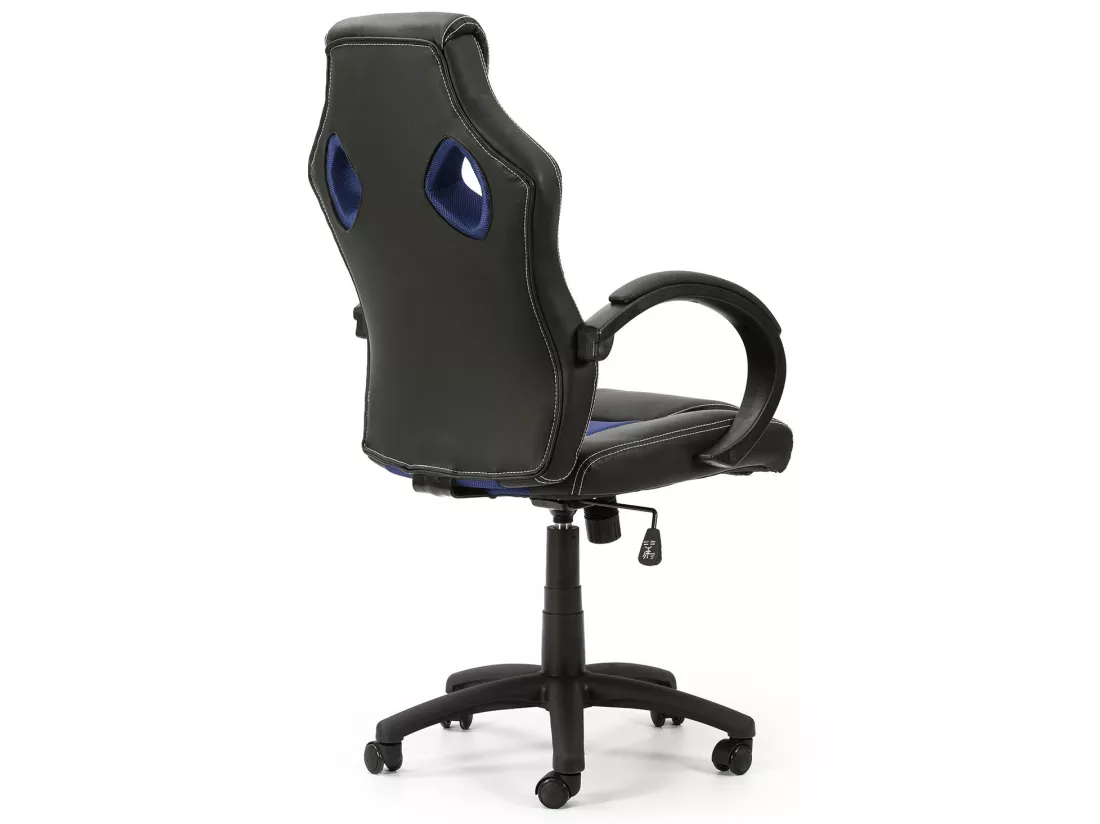 Fauteuil de Bureau réglable et inclinable Hamilton tapissé en Similicuir, Noir/Bleu