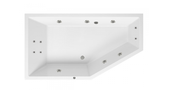 Lambini Designs Florence bubbelbad 160x90cm elektronisch links 6 4 2 hydrojets chroom