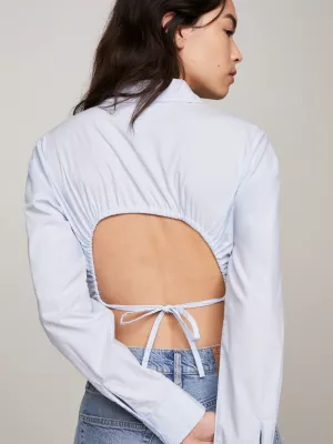 Camisa cropped com costas abertas