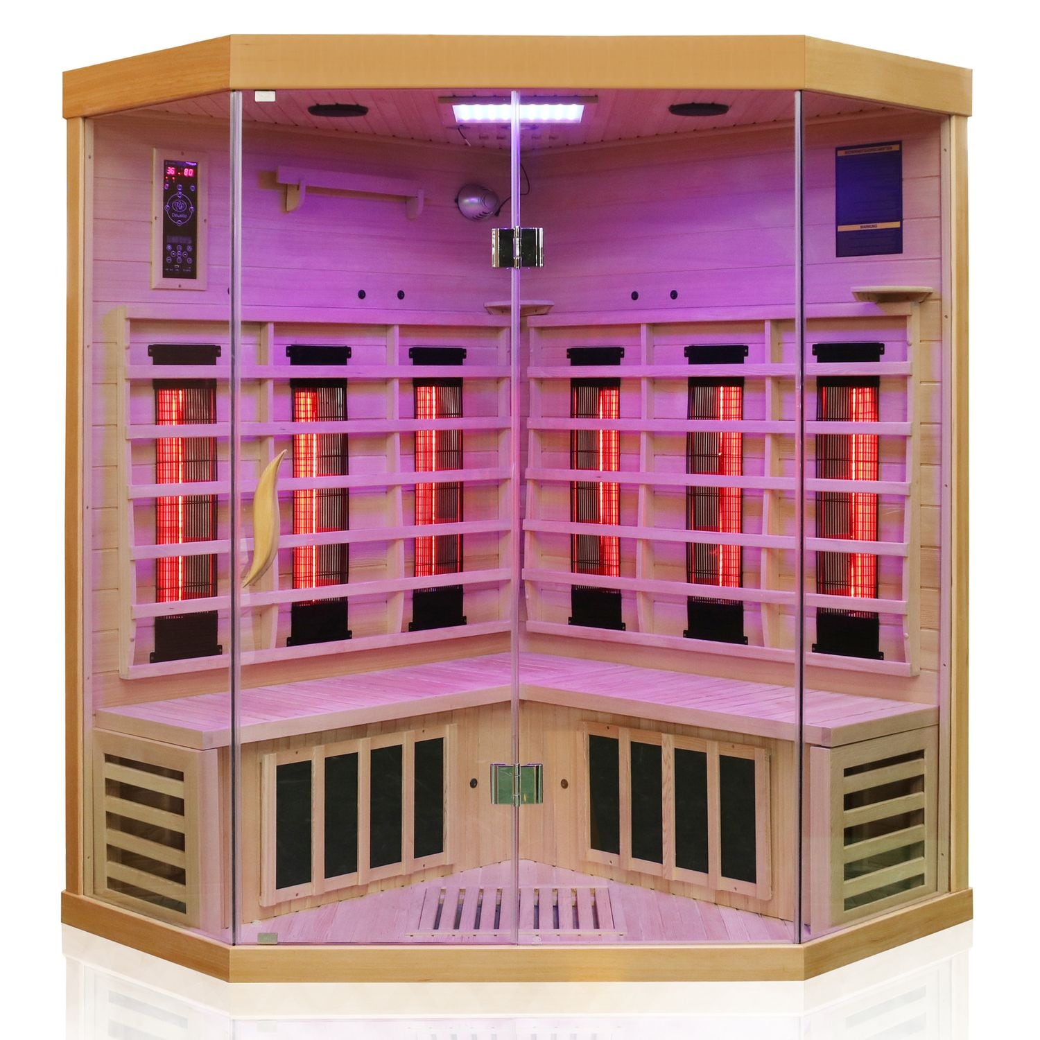 Dewello® Infrarotkabine Infrarotsauna BRANDON 140cm x 140cm inkl. 6 Vollspektrumstrahler, 3 Karbonstrahler, 2 Personen