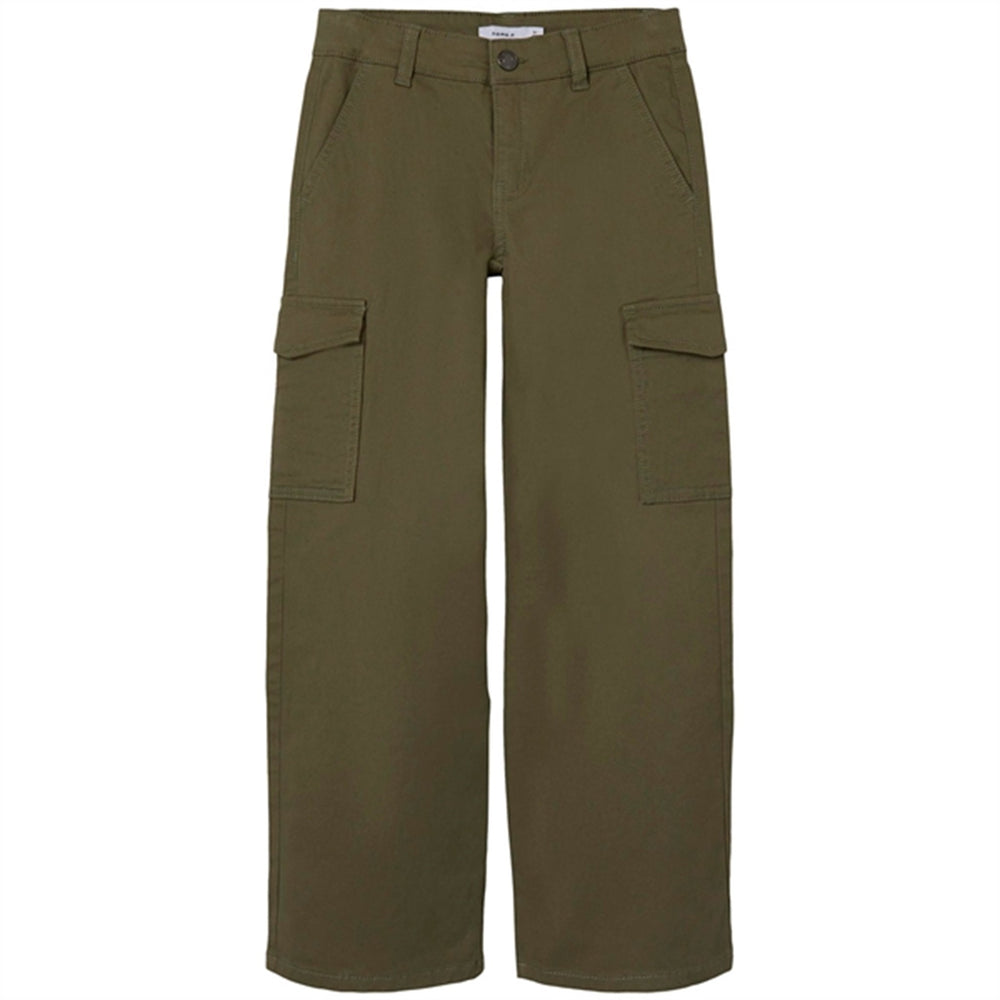 Deep Lichen Green Rose Wide Twill Cargo Bukser Noos