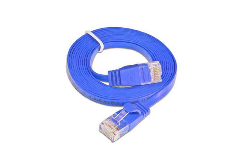 Slimpatchkabel RJ-45 - RJ-45, Cat 6, UTP, 5 m, BlauUnscreened/Unshielded Twisted-Pair-Kabel (UTP) mit Klinkenschutz