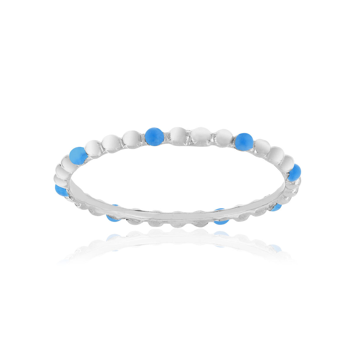 Bague argent 925 perlée et laque bleue