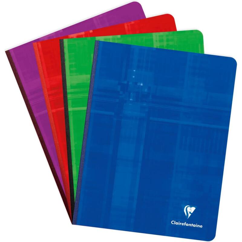 Cahier brochure dos toilé 17 x 22 cm 144 feuilles grands carreaux couleur aléatoire