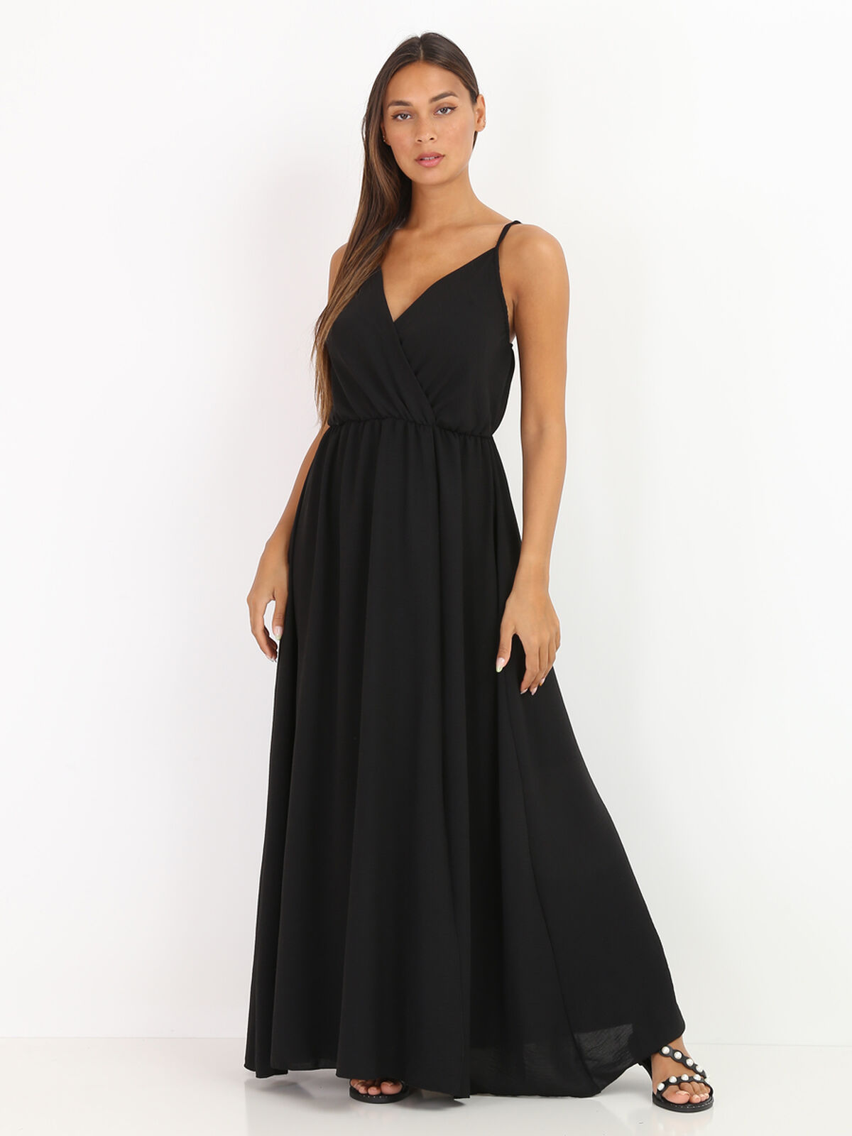 Robe longue portefeuille- Noir
