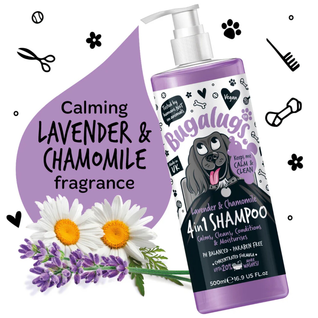 Bugalugs Hundeshampoo 4in1 Lavendel & Kamille 500ml