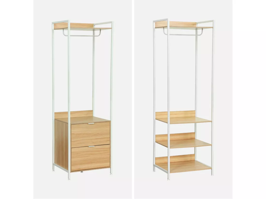 Kit dressing modulable blanc avec 5 éléments. L 360 x P 48 x H 190