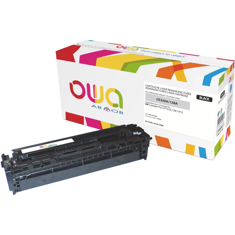 Toner Owa compatible HP 128A-CE320A noir pour imprimante laser