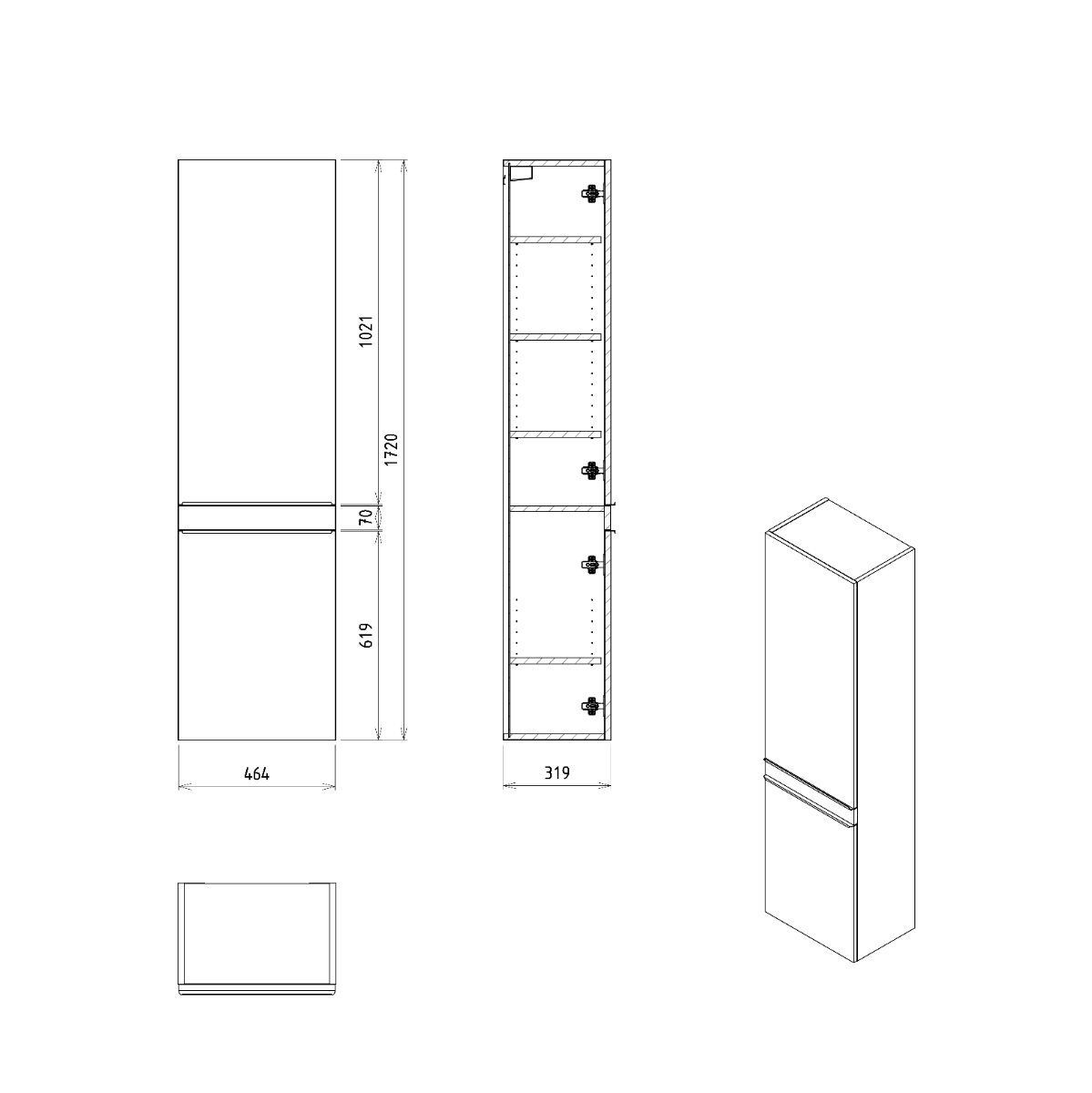 Sapho Sitia kolomkast 45x170x30cm wit mat