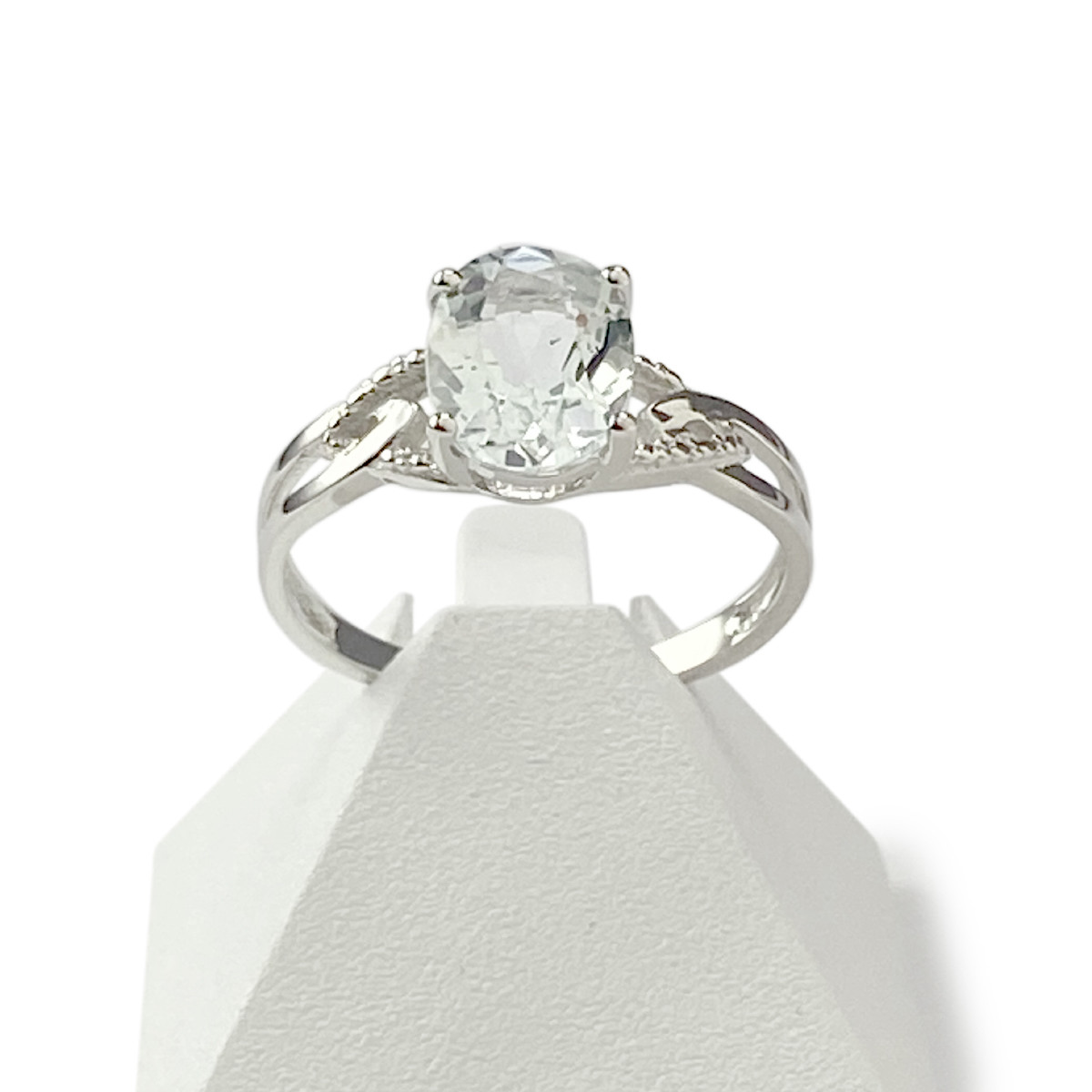 Bague d'occasion or 750 blanc aigue marine