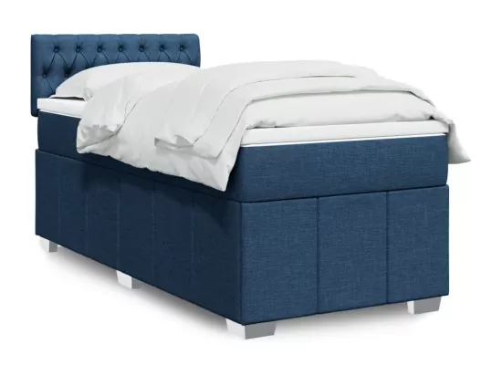 Sommier à lattes de lit avec matelas Bleu 90x190 cm Tissu